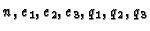 $n, e_1, e_2, e_3, q_1, q_2, q_3$