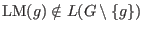 $\hbox{LM}(g)\notin L(G\setminus \{ g \})$