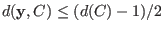 $d({\bf y},C)\le(d(C)-1)/2$