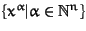 $\{x^\alpha \vert \alpha \in {\Bbb N}^n\}$