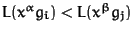 $L(x^\alpha g_i) < L(x^\beta g_j)$