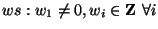 $ws: w_1 \neq 0, w_i \in {\rm\bf Z}\ \forall i$