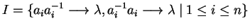 $I = \{ a_ia_i^{-1} \longrightarrow\lambda, a_i^{-1}a_i \longrightarrow\lambda \mid 1 \leq i \leq n \}$