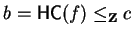 $b={\sf HC}(f) \leq_{{\bf Z}} c$