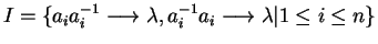 $I = \{ a_ia_i^{-1} \longrightarrow\lambda, a_i^{-1}a_i \longrightarrow\lambda \vert 1 \leq i \leq n \}$