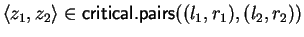 $\langle z_1, z_2 \rangle \in {\sf critical.pairs}((l_1,r_1),(l_2,r_2))$