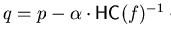 $q = p - \alpha \cdot{\sf HC}(f)^{-1} \cdot f \ast w$