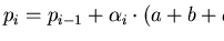 $p_i = p_{i-1} + \alpha_i \cdot(a+b+c) \ast w_i$