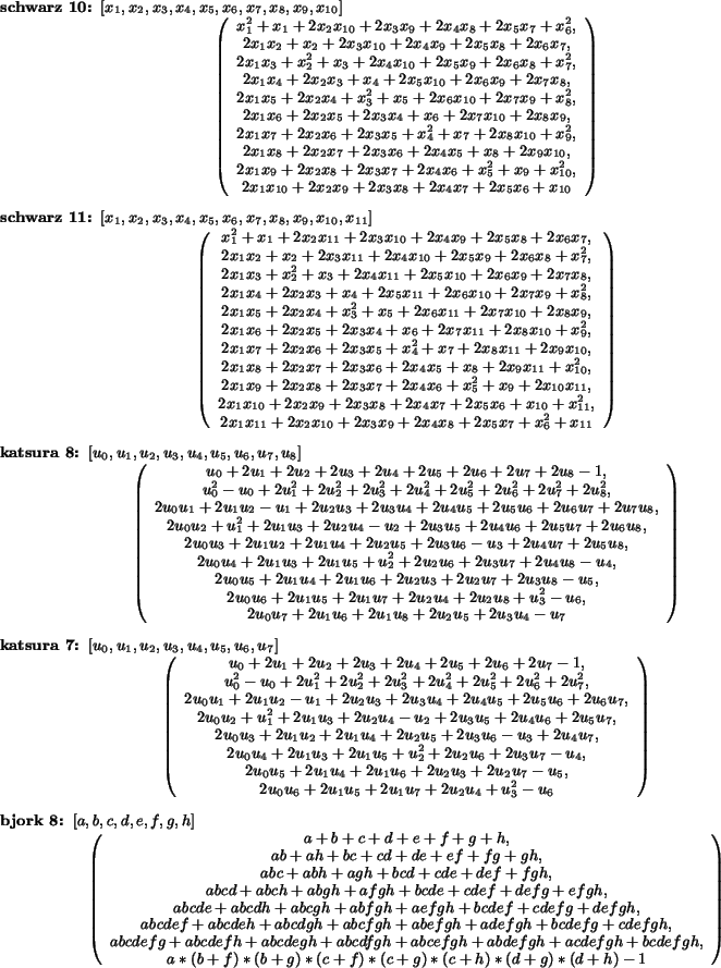 \begin{table*}% latex2html id marker 617\parindent=0pt
\begin{description}
\it...
...(d+g)*(d+h)-1
\end{array}\right)\end{equation*}\par\end{description}\end{table*}