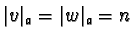 $\vert v\vert _a = \vert w\vert _a = n$