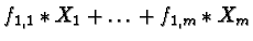 $\displaystyle f_{1,1} \ast X_1 + \ldots + f_{1,m} \ast X_m$