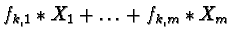 $\displaystyle f_{k,1} \ast X_1 + \ldots + f_{k,m} \ast X_m$