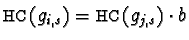 ${\sf HC}(g_{i,s}) = {\sf HC}(g_{j,s}) \cdot b$