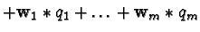 $\displaystyle + {\bf w}_1 \ast q_1 + \ldots + {\bf w}_m \ast q_m$