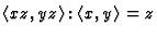 $ \langle xz, yz\rangle : \langle x,y\rangle = z$