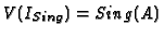 $ V(I_{Sing}) = Sing(A)$